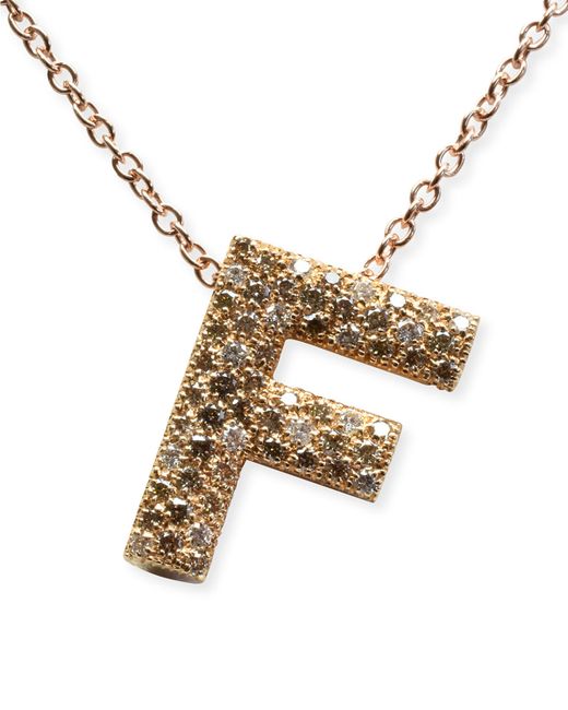 Alberto Milani 18k Rose Gold Diamond F Pendant Necklace