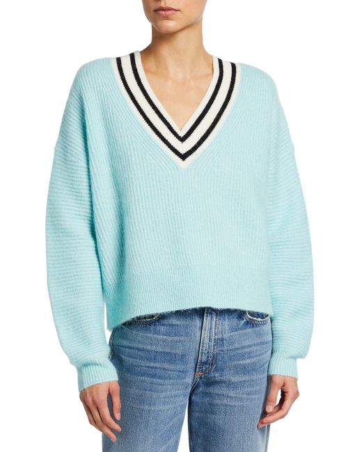 Tanya Taylor Millie V-Neck Wool-Blend Sweater