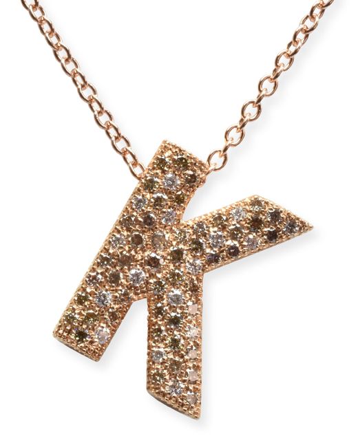 Alberto Milani 18k Rose Gold Diamond K Pendant Necklace