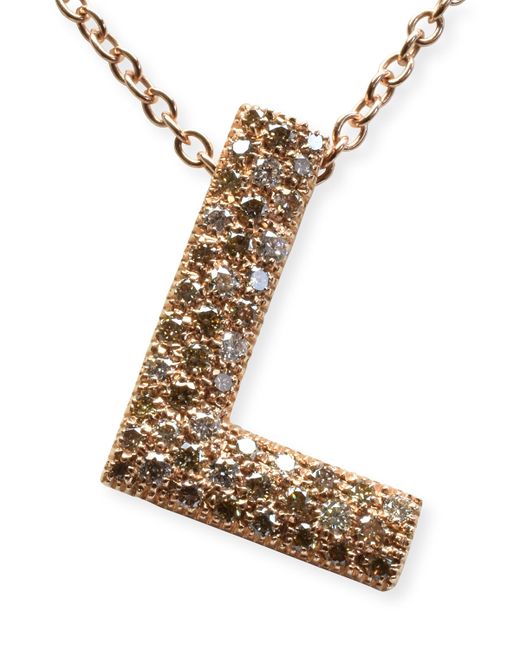 Alberto Milani 18k Rose Gold Diamond Letter L Necklace