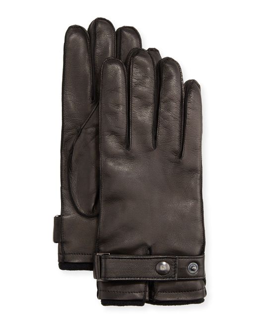 Guanti Giglio Fiorentino Napa Lambskin Cashmere-Lined Snap Gloves