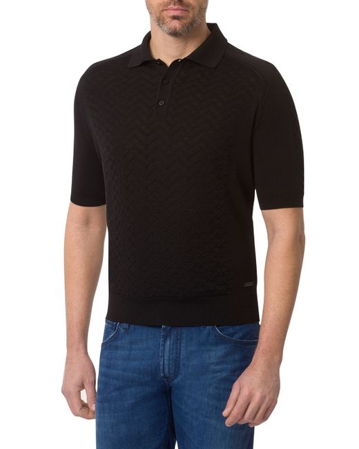 Stefano Ricci Patterned Short-Sleeve Polo Sweater