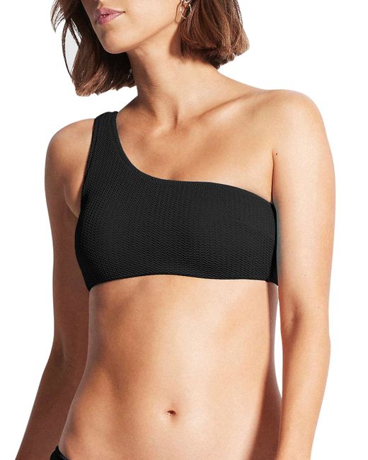 Seafolly Textured One-Shoulder Bikini Top