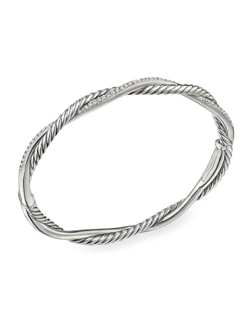 David Yurman Petite Pave Twisted Wire Bracelet with Diamonds S-L