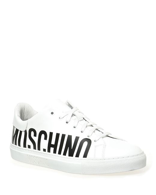 Moschino Bicolor Logo Leather Low-Top Sneakers