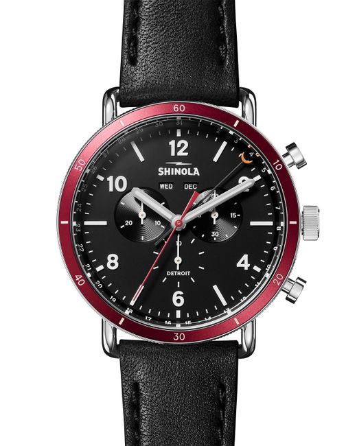 Shinola 45mm Canfield Chronograph Watch w Leather Strap