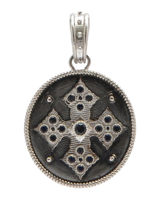 Armenta Romero Cross Medallion Pendant w Black Sapphires