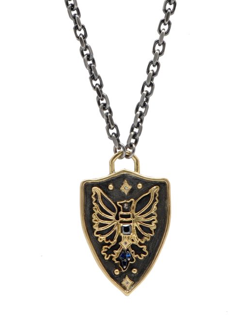 Armenta Romero Griffin Shield Pendant Necklace w Diamonds