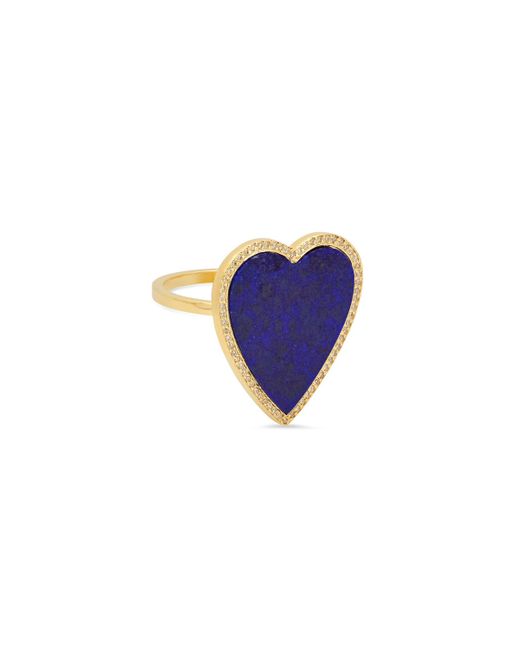 Jennifer Meyer 18k Lapis Heart Diamond-Trim Ring