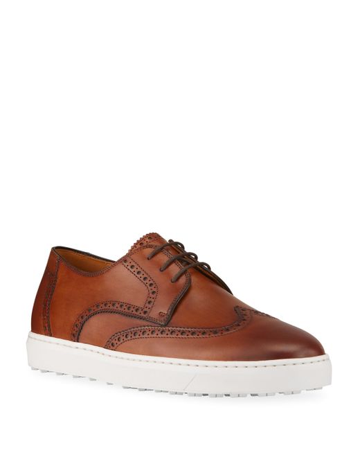 Magnanni Leather Wing-Tip Low-Top Sneakers