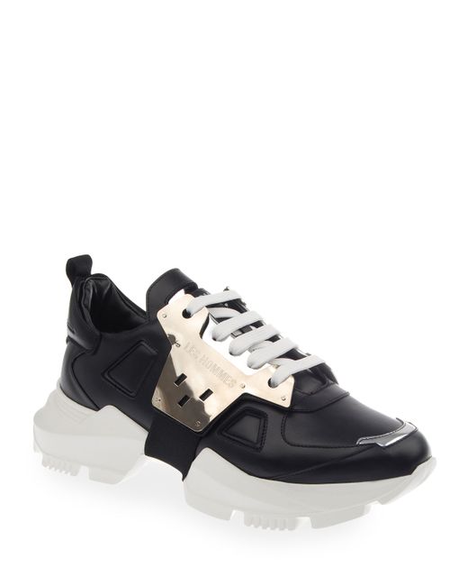 Les Hommes Metallic Leather Chunky Low-Top Sneakers