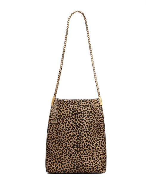 Saint Laurent Suzanne Small Leopard-Print Fur Hobo Bag