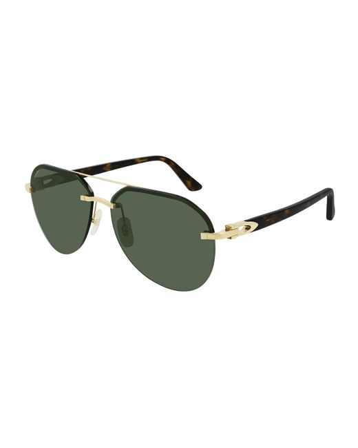 Cartier Metal Double-Bridge Aviator Sunglasses
