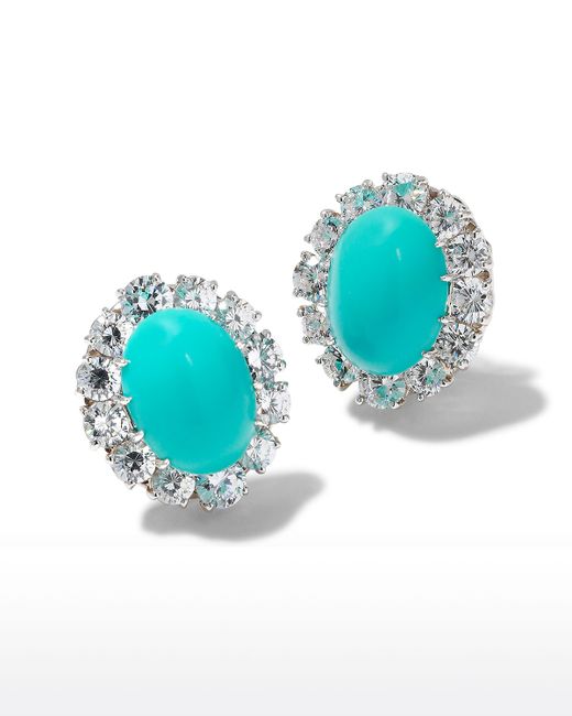 Fantasia by DeSerio Cubic Zirconia Cabochon Earrings with Surrounding Rounds