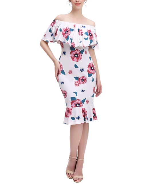 Kimi + Kai Maternity Kyla Floral Off-the-Shoulder Dress
