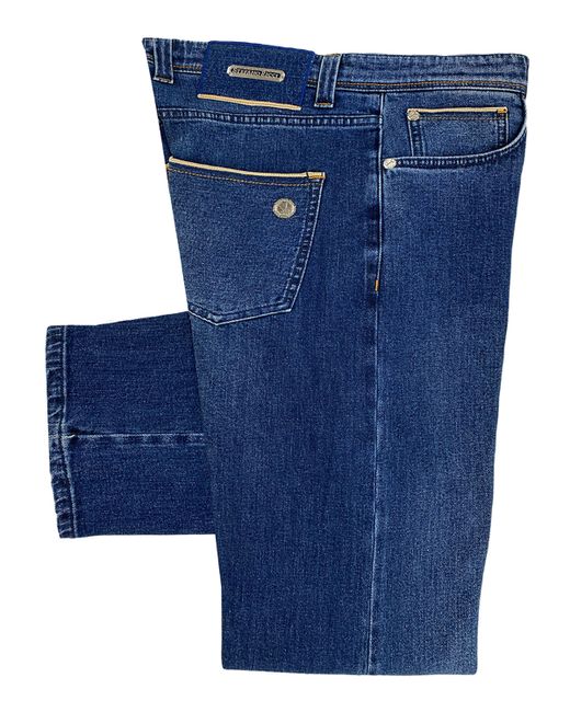 Stefano Ricci Medium-Wash Jeans w Contrast Trim