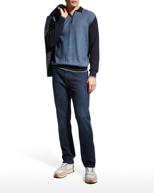 Stefano Ricci Colorblock Cashmere-Silk Polo Sweater