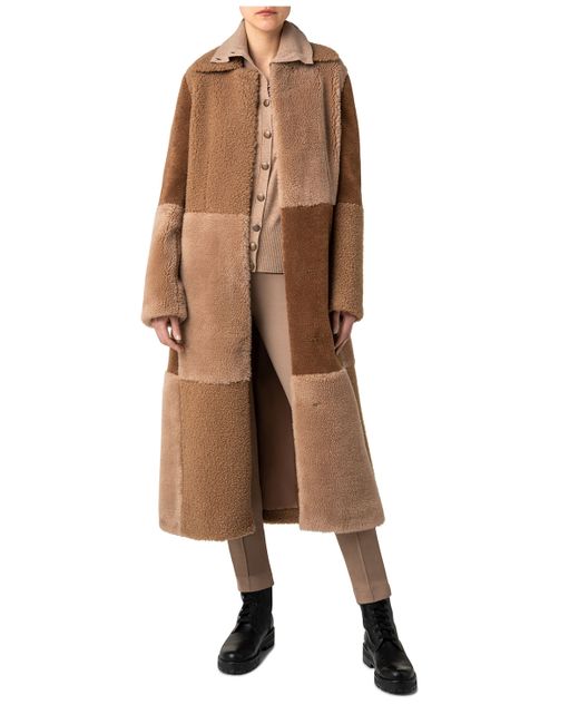 Akris Punto Patchwork Mantel Faux-Fur Coat