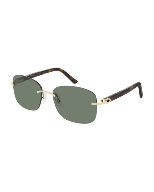 Cartier Rimless Metal Rectangle Sunglasses