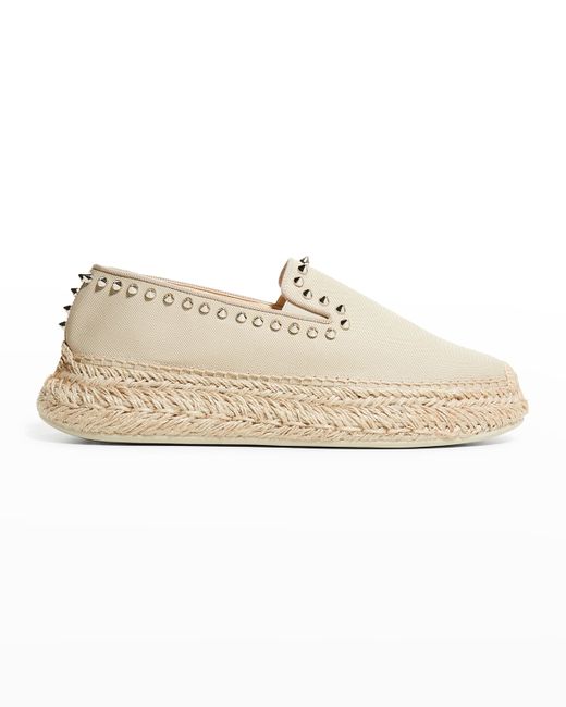 Christian Louboutin Espaboat Spiked Red Sole Slip-On Espadrilles