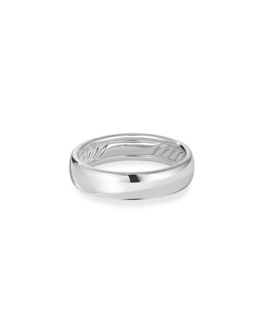 David Yurman 18k White Gold Smooth Band Ring with Cable Inside