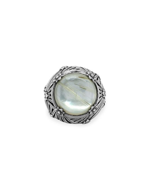 Stephen Dweck Rutilated Quartz and Mother-of-Pearl Ring 7