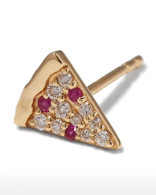 Sydney Evan 14k Diamond Ruby Pizza Slice Earring Single
