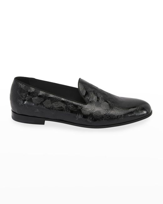 Giorgio Armani Textured Patent Leather Slip-On Loafer