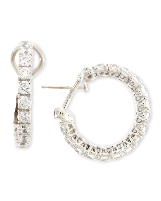 Fantasia by DeSerio Small Cubic Zirconia Omega Back Hoop Earrings
