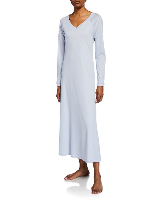 Hanro Pure Essence Long-Sleeve Long Nightgown