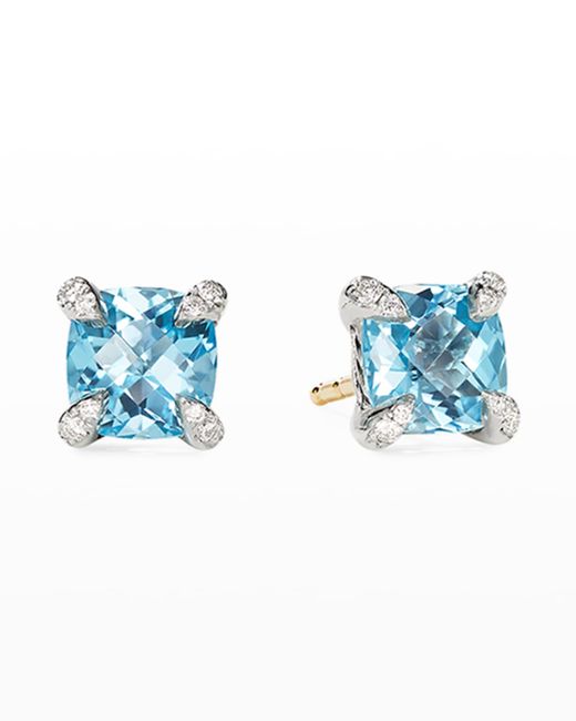 David Yurman Chatelaine Cushion Stud Earrings with Diamonds