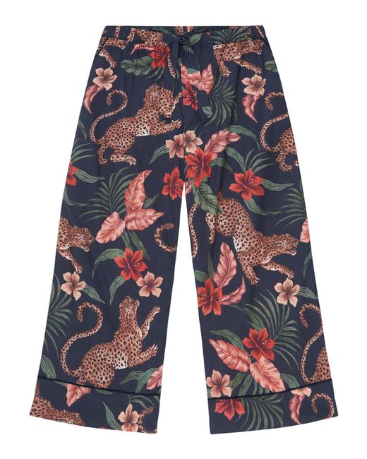 Desmond & Dempsey Soleia Leopard Print Wide-Leg Lounge Trousers