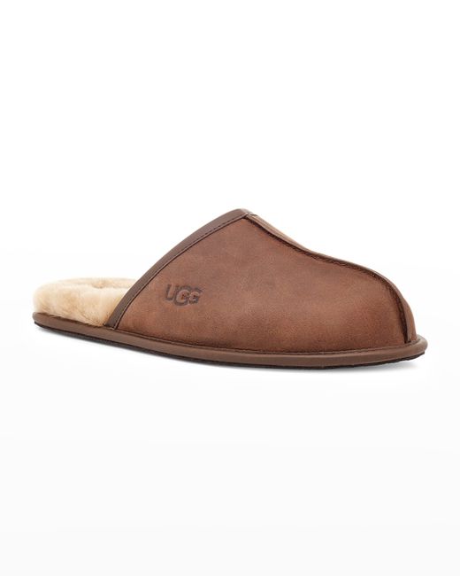 Ugg Scuff Leather Mule Slippers w Wool Lining