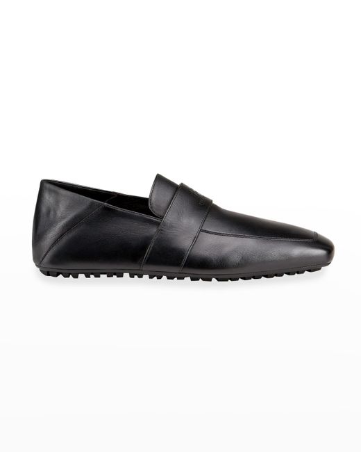 Balenciaga Square-Toe Leather Fold-Down Loafers