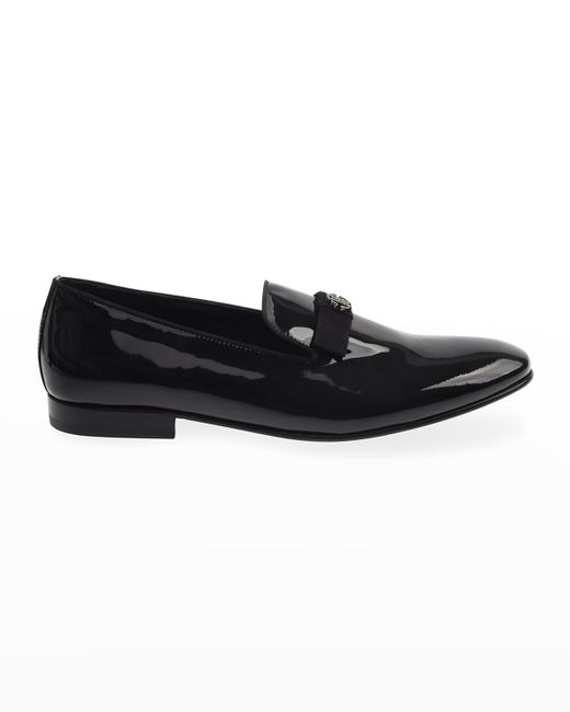 Roberto Cavalli Patent Leather Bow/Logo Ornament Loafers