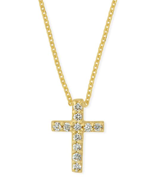 Roberto Coin 18k Small Diamond Cross Pendant Necklace