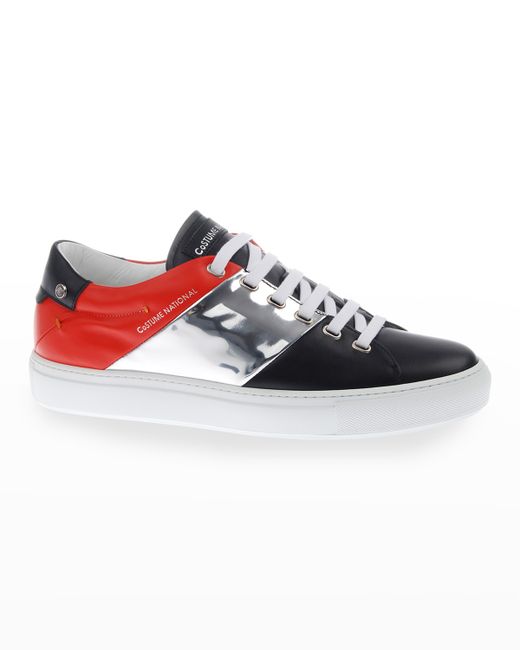Costume National Tricolor Leather Low-Top Sneakers