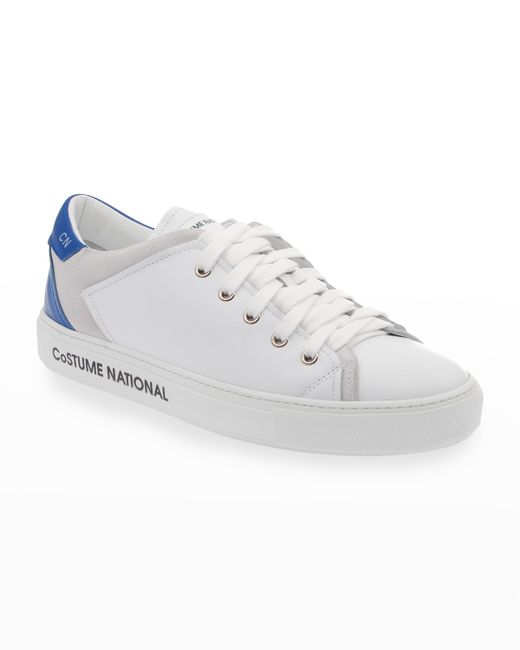 Costume National Logo Mix-Leather Low-Top Sneakers
