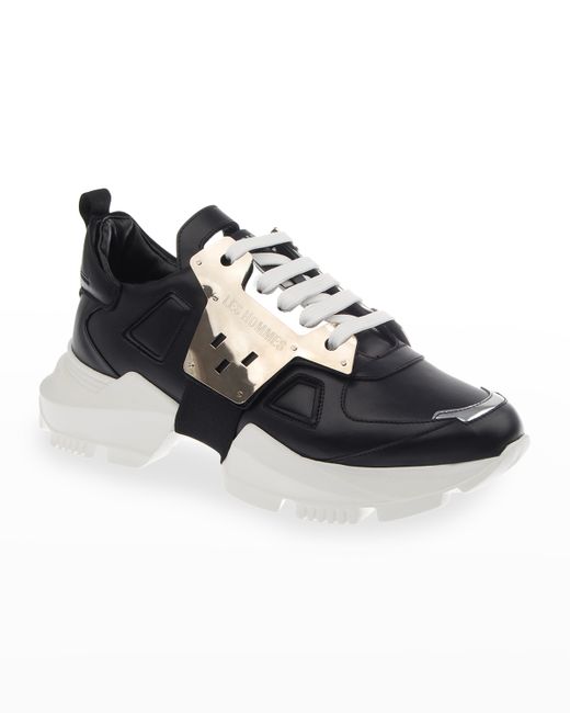 Les Hommes Metallic Leather Chunky Low-Top Sneakers