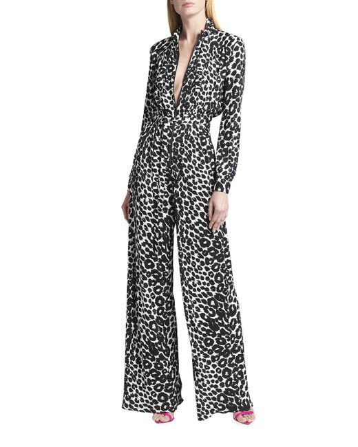 Tom Ford Leopard-Print Zip-Front Belted Jumpsuit