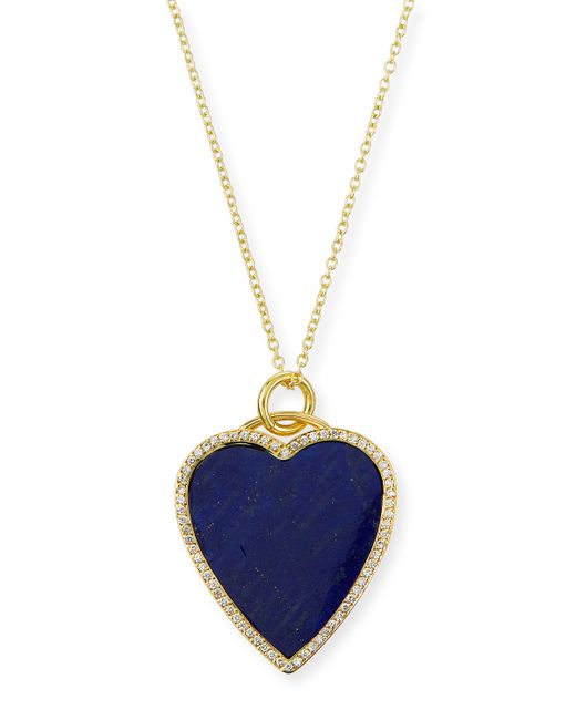Jennifer Meyer 18k Lapis Heart Necklace with Diamonds