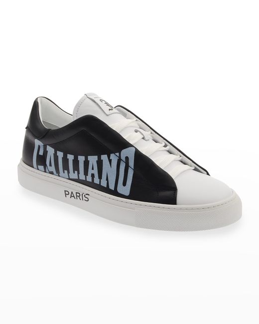 John Galliano Paris Typographic Logo Hidden-Lace Low-Top Sneakers