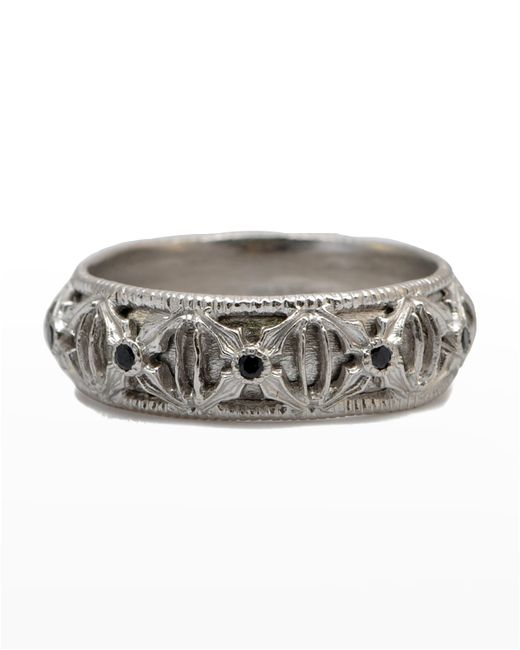 Armenta Romero Band Ring with Black Sapphires 10-