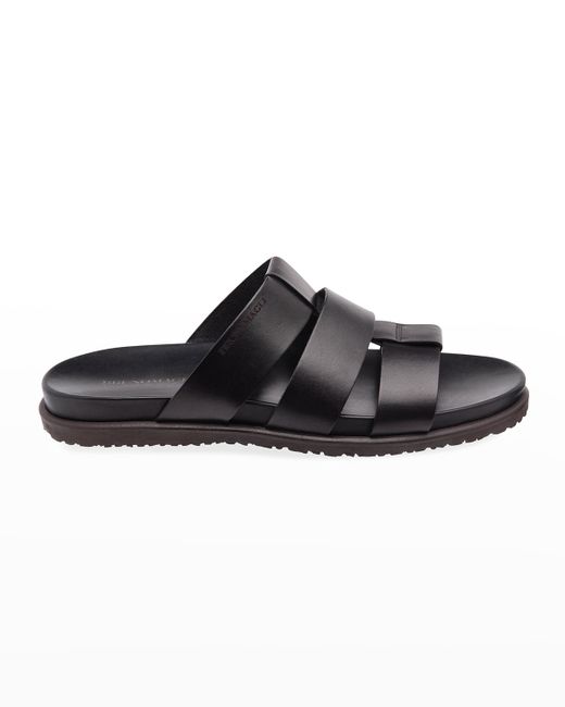 Bruno Magli Empoli Three-Strap Leather Slide Sandals