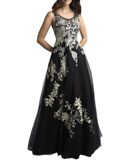 Basix Floral Embroidered Sleeveless A-Line Gown