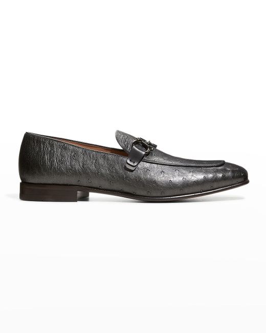 Salvatore Ferragamo Gancini Bit-Strap Textured Leather Loafers
