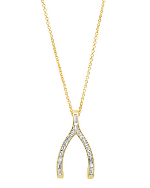 Jennifer Meyer Gold Baguette Diamond Wishbone Necklace