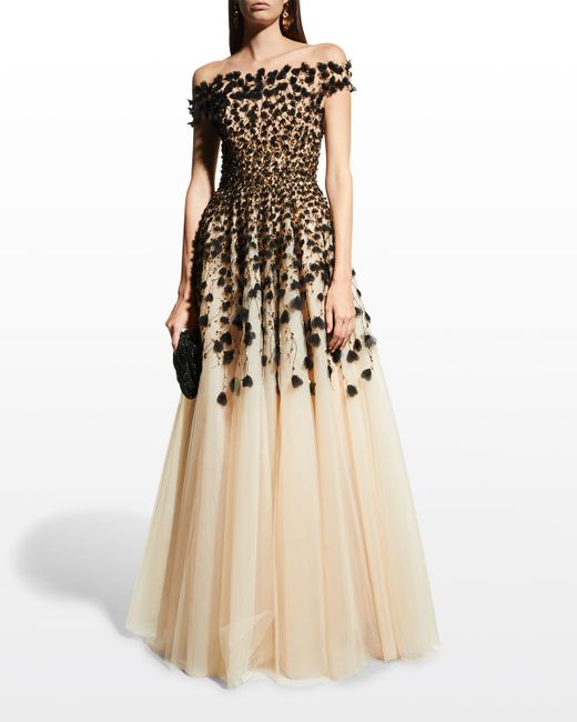 Pamella Roland Beaded Tulle Gown Exclusive Cut