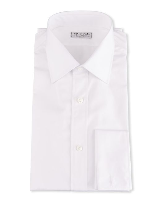 Charvet Basic Solid Point-Collar Dress Shirt with French Cuffs