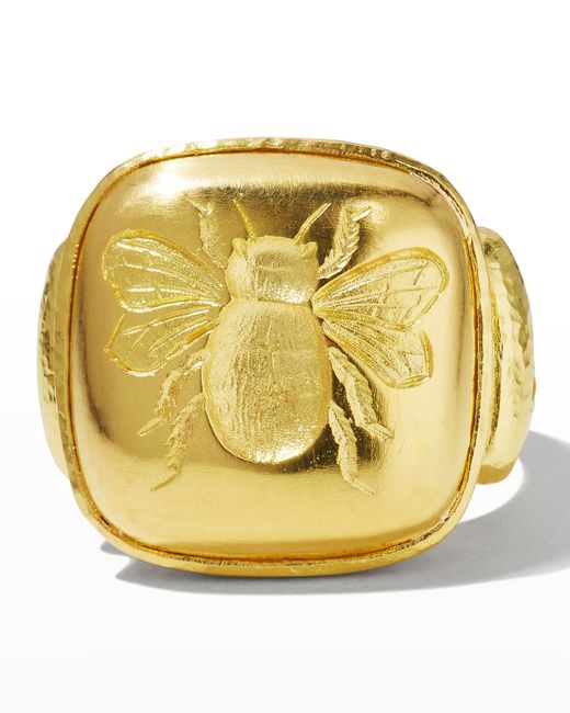 Elizabeth Locke 19k Gold Bee Cushion Ring 6